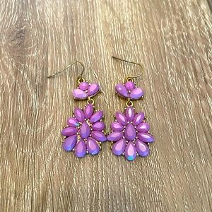 Purple drop flower earrings